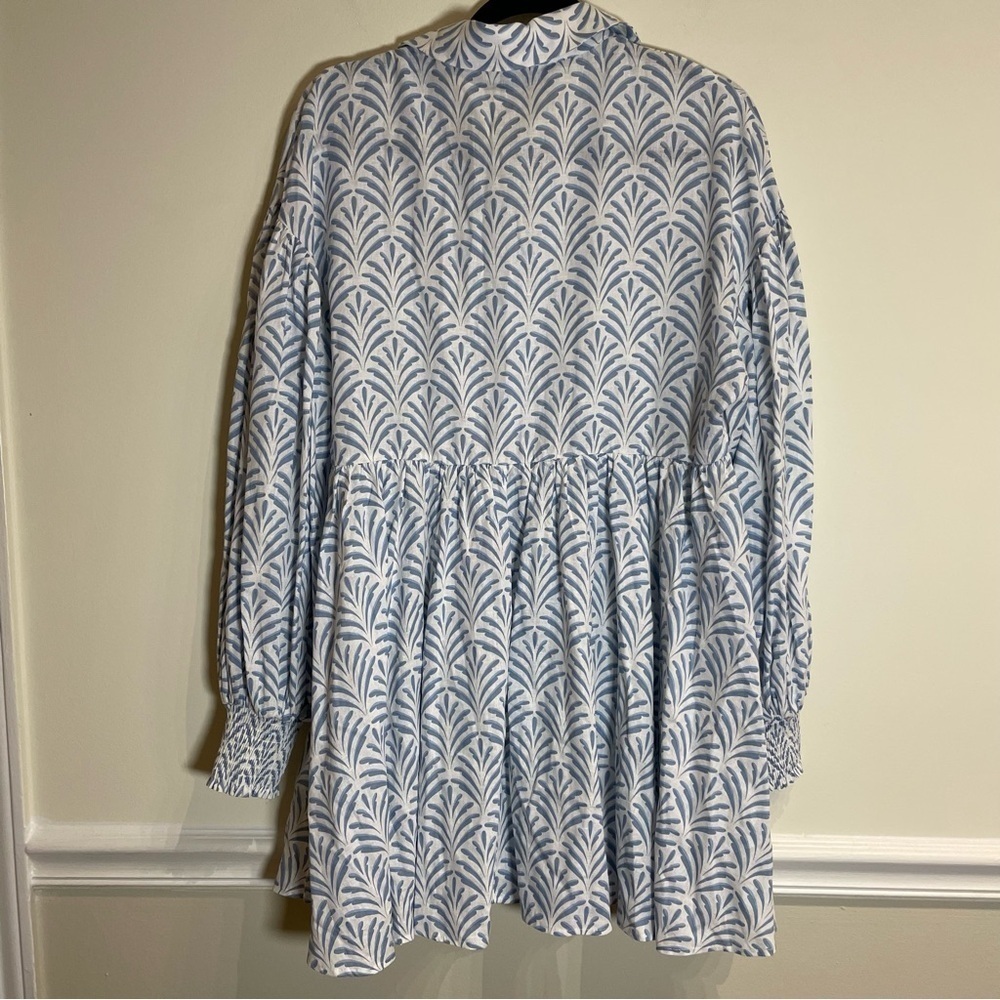 Aura This Is Your Sign Sky Blue Print Button Front Mini Dress - Medium - Picture 6 of 9